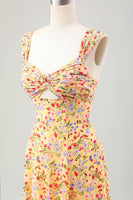 Laden Sie das Bild in den Galerie-Viewer, Gelbe Blume A Linie Korsett Hochzeitsgastkleid