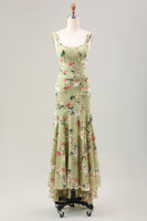 Laden Sie das Bild in den Galerie-Viewer, Grünes großes Blumen Meerjungfrauen Korsett Hochzeitsgastkleid