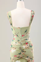 Laden Sie das Bild in den Galerie-Viewer, Grünes großes Blumen Meerjungfrauen Korsett Hochzeitsgastkleid