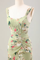 Laden Sie das Bild in den Galerie-Viewer, Grünes großes Blumen Meerjungfrauen Korsett Hochzeitsgastkleid