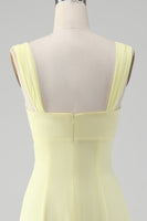 Laden Sie das Bild in den Galerie-Viewer, Zitronengelbes Schlüsselloch A Linie Langes Brautjungfernkleid