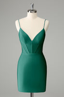 Laden Sie das Bild in den Galerie-Viewer, Fuchsia figurbetontes Spaghettiträger Satin Abiballkleid