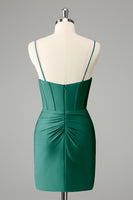 Laden Sie das Bild in den Galerie-Viewer, Fuchsia figurbetontes Spaghettiträger Satin Abiballkleid