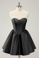 Laden Sie das Bild in den Galerie-Viewer, Fuchsia A Linie Herzausschnitt Korsett Satin Süßes Cocktailkleid