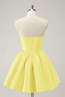 Laden Sie das Bild in den Galerie-Viewer, Fuchsia A Linie Herzausschnitt Korsett Satin Süßes Cocktailkleid