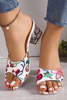 Laden Sie das Bild in den Galerie-Viewer, Weiße Blume Chunky Sandalen Hausschuhe