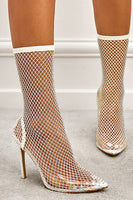 Laden Sie das Bild in den Galerie-Viewer, Glitzernde schwarze spitz zulaufende Netz Stiletto Hoher Absatz