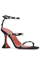 Laden Sie das Bild in den Galerie-Viewer, Glitzernde silberne Perlen Knöchelriemen Hoher Absatz Sandalen