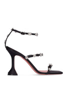 Laden Sie das Bild in den Galerie-Viewer, Glitzernde silberne Perlen Knöchelriemen Hoher Absatz Sandalen