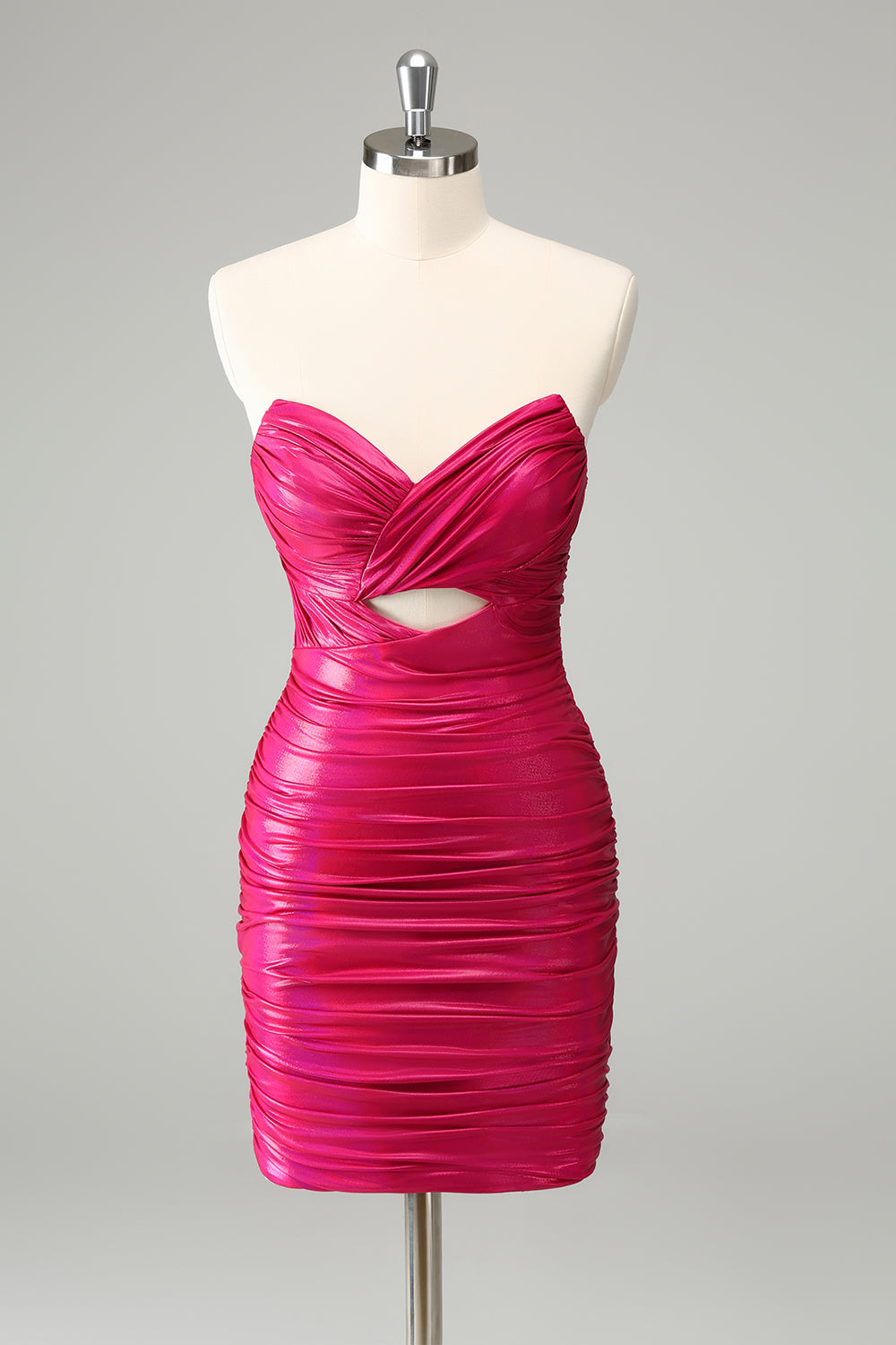 Fuchsia Bodycon Herzausschnitt Kurzes Abiballkleid