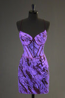 Laden Sie das Bild in den Galerie-Viewer, Rosa Spaghettiträger Enges Korsett Abiballkleid mit Schnürung am Rücken