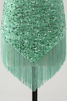 Laden Sie das Bild in den Galerie-Viewer, Fuchsia Pailletten Spaghettiträger Kurzes Abiballkleid mit Quasten