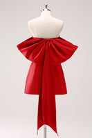 Laden Sie das Bild in den Galerie-Viewer, Dunkelgrünes trägerloses A-Linie Kurzes Abiballkleid mit Schleife