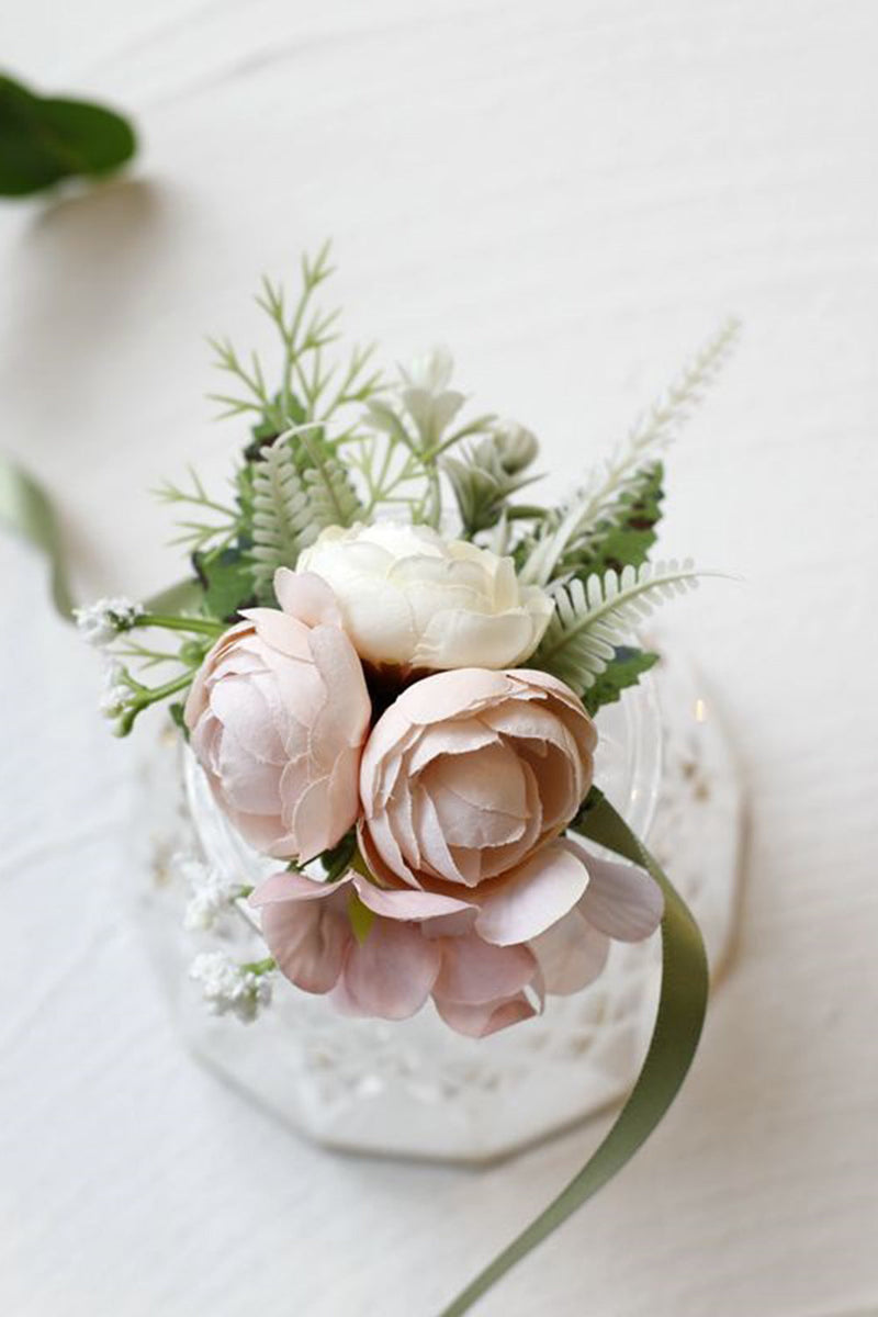 Laden Sie das Bild in den Galerie-Viewer, Elegante Blush Ball Handgelenk Corsage für Hochzeitsfeier