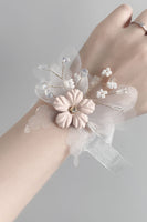 Laden Sie das Bild in den Galerie-Viewer, Blush Hochzeit Handgelenk Corsage mit Perlen