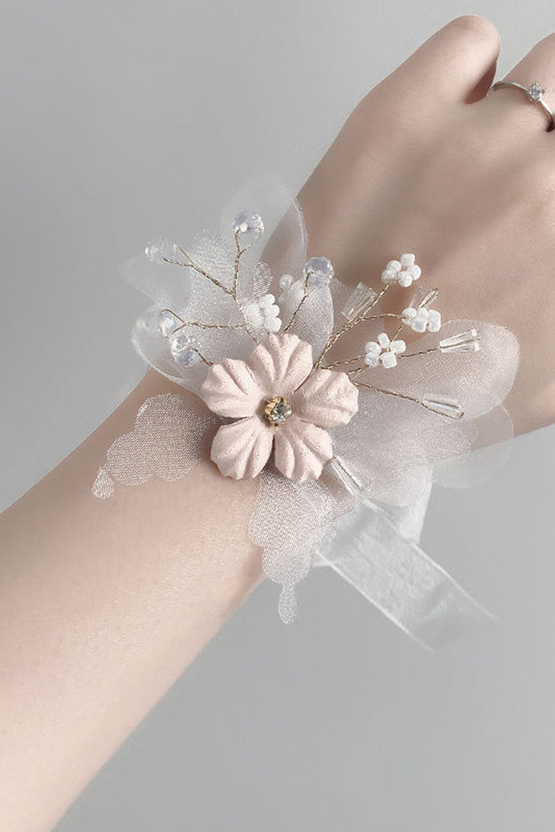 Laden Sie das Bild in den Galerie-Viewer, Blush Hochzeit Handgelenk Corsage mit Perlen