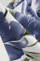 Laden Sie das Bild in den Galerie-Viewer, Neckholder Weißes blaues A-Linie Kleid mit Blumendruck aus den 1950er Jahren
