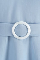 Laden Sie das Bild in den Galerie-Viewer, Blaues A-Linie Vintage Kleid aus den 1950er Jahren mit Gürtel