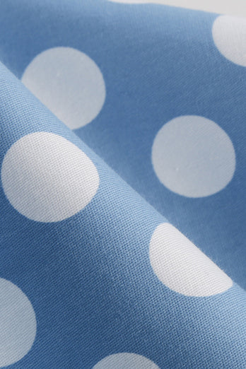 Blaues Peter-Pan-Kragen Polka Dots Träger Overall Vintage Kleid