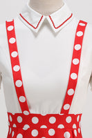 Laden Sie das Bild in den Galerie-Viewer, Blaues Peter-Pan-Kragen Polka Dots Träger Overall Vintage Kleid