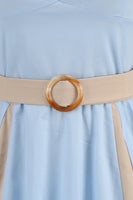 Laden Sie das Bild in den Galerie-Viewer, A Linie Blaues Neckholder Vintage Kleid aus den 1950er Jahren