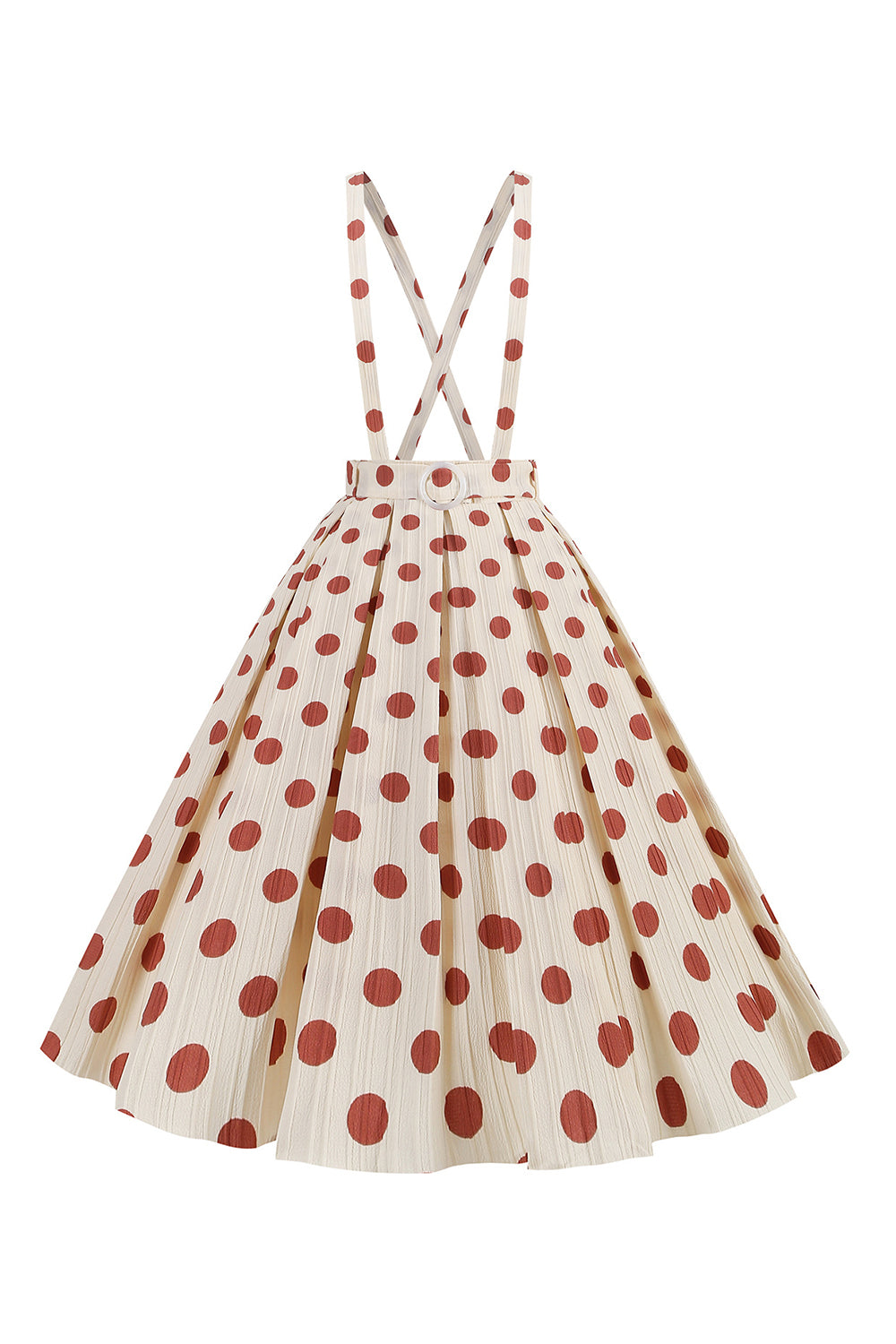 Aprikose Polka Dots A Linie Träger Overall Vintage Kleid