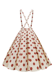 Aprikose Polka Dots A Linie Träger Overall Vintage Kleid