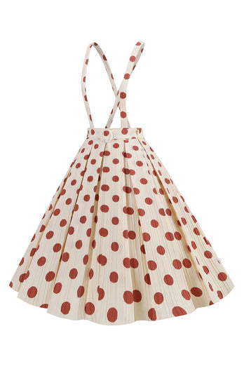 Aprikose Polka Dots A Linie Träger Overall Vintage Kleid