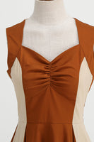 Laden Sie das Bild in den Galerie-Viewer, Blaues ärmelloses A-Linie Vintage Kleid aus den 1950er Jahren