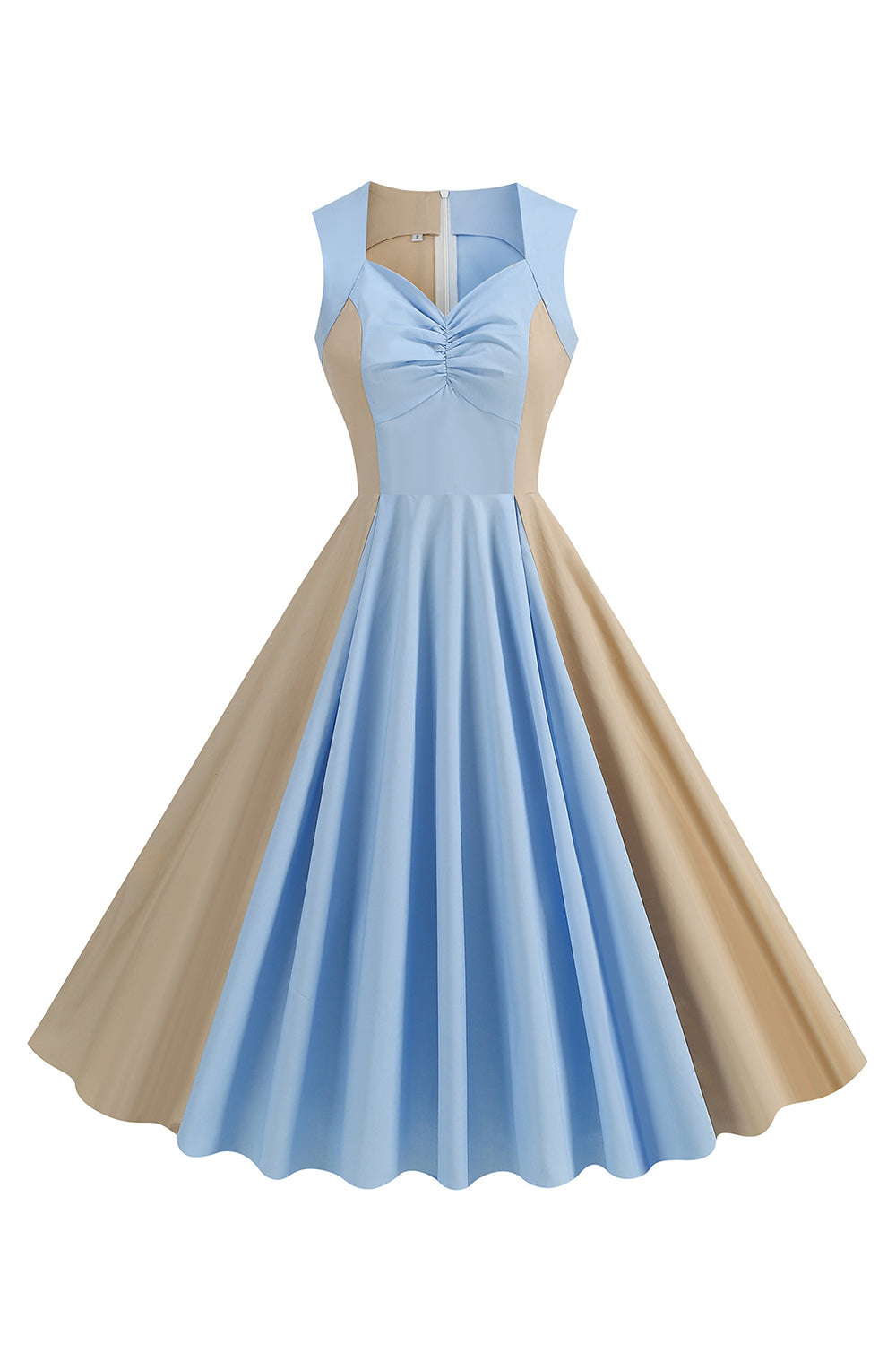 Blaues ärmelloses A-Linie Vintage Kleid aus den 1950er Jahren
