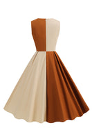 Laden Sie das Bild in den Galerie-Viewer, Blaues ärmelloses A-Linie Vintage Kleid aus den 1950er Jahren