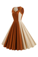 Laden Sie das Bild in den Galerie-Viewer, Blaues ärmelloses A-Linie Vintage Kleid aus den 1950er Jahren