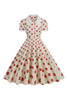 Laden Sie das Bild in den Galerie-Viewer, Retro Style Rot Polka Dots Vintage Swing Kleid mit Flügelärmeln