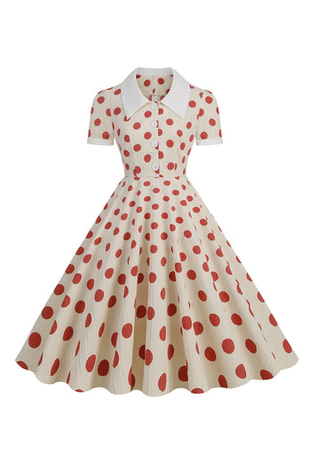 Retro Style Rot Polka Dots Vintage Swing Kleid mit Flügelärmeln