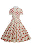 Laden Sie das Bild in den Galerie-Viewer, Retro Style Rot Polka Dots Vintage Swing Kleid mit Flügelärmeln