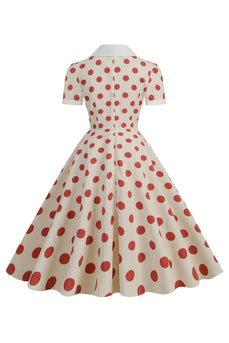 Retro Style Rot Polka Dots Vintage Swing Kleid mit Flügelärmeln