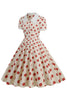 Laden Sie das Bild in den Galerie-Viewer, Retro Style Rot Polka Dots Vintage Swing Kleid mit Flügelärmeln