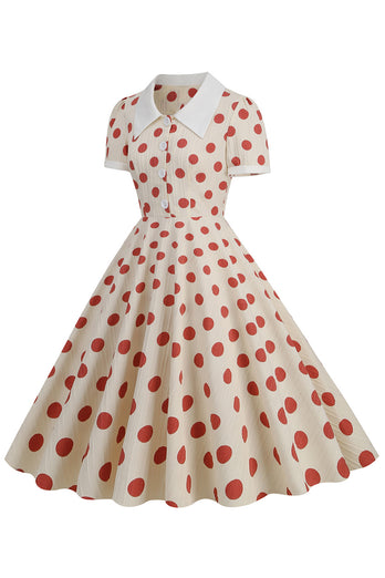 Retro Style Rot Polka Dots Vintage Swing Kleid mit Flügelärmeln