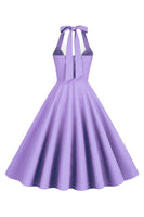 Laden Sie das Bild in den Galerie-Viewer, Neckholder Gelbes A-Linie Kleid mit Falten im Vintage Stil