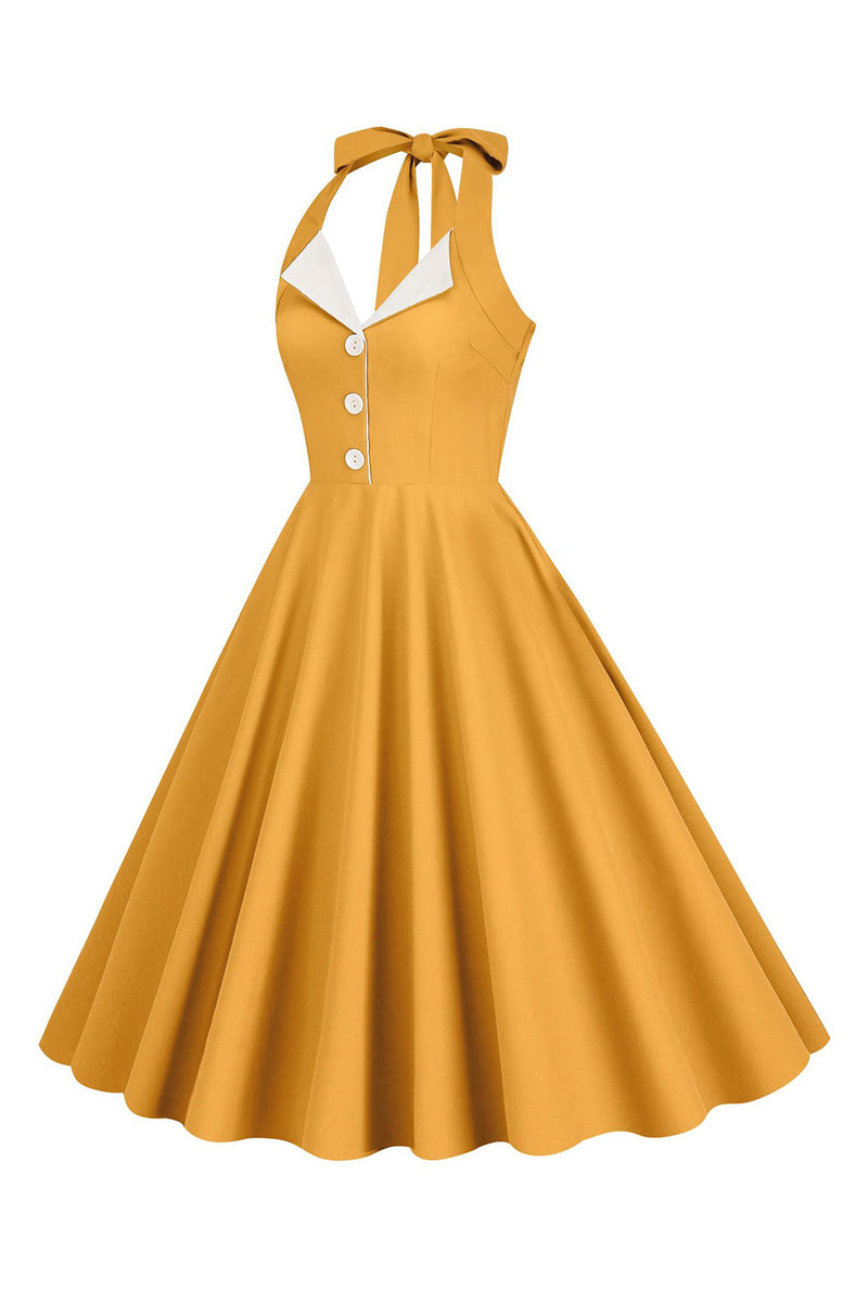 1950er Jahre Damen Kleid Vintage - Langarm Midi A-Linie Swing Kleid