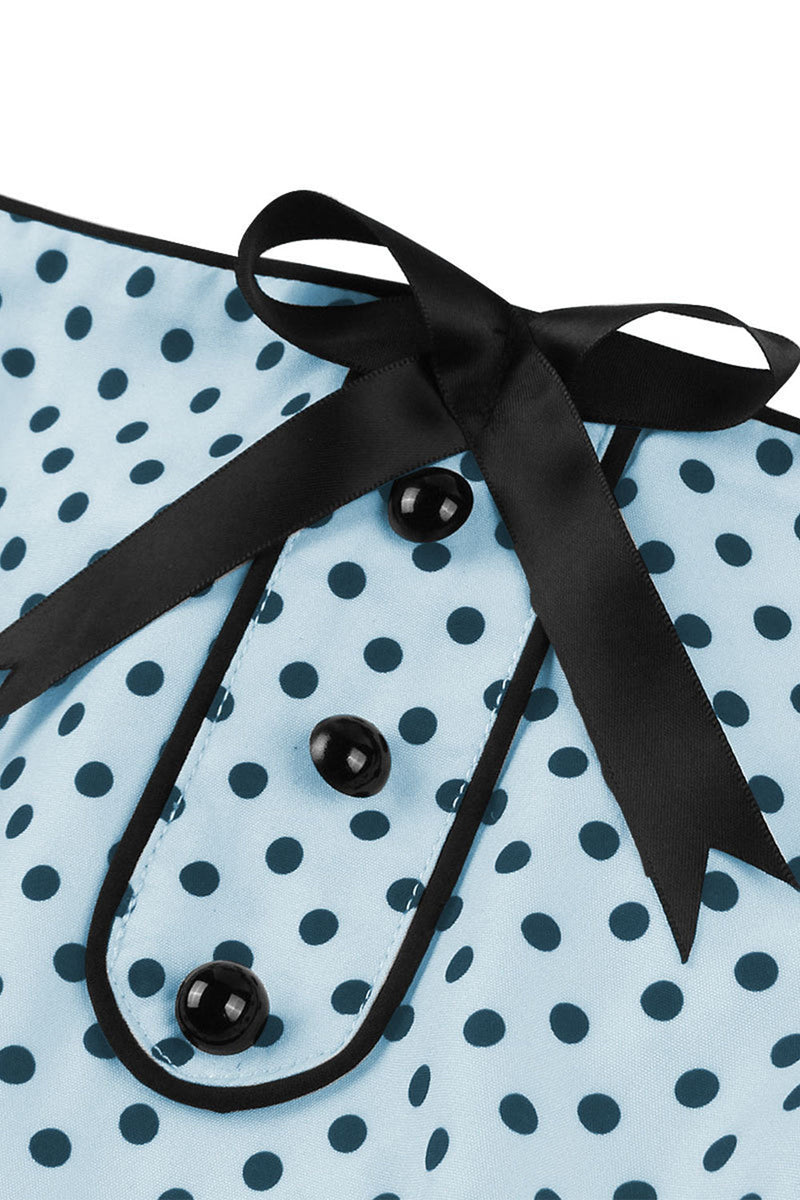 Laden Sie das Bild in den Galerie-Viewer, Blaues Polka Dots Pin Up Vintage Kleid aus den 1950er Jahren