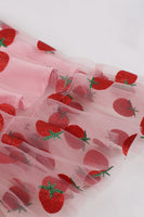 Laden Sie das Bild in den Galerie-Viewer, A-Linie Rosa Pin Up Vintage Kleid mit Erdbeerdruck