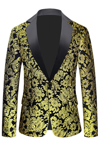 Goldener Jacquard-Blazer mit gekerbtem Revers für Herren