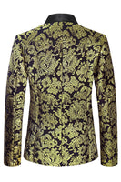Laden Sie das Bild in den Galerie-Viewer, Goldener Jacquard-Blazer mit gekerbtem Revers für Herren