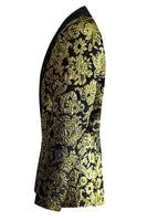 Laden Sie das Bild in den Galerie-Viewer, Goldener Jacquard-Blazer mit gekerbtem Revers für Herren