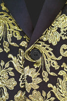 Laden Sie das Bild in den Galerie-Viewer, Goldener Jacquard-Blazer mit gekerbtem Revers für Herren