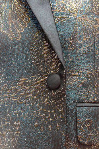 Dunkelblauer Jacquard-Schal-Schal-Revers-Ballblazer für Herren