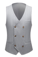 Laden Sie das Bild in den Galerie-Viewer, Einfaches graues Schalrevers 3-teiliges Herrenanzug-Set