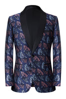 Laden Sie das Bild in den Galerie-Viewer, Dunkelblauer Jacquard 2 Stück Schal Revers Herrenanzüge