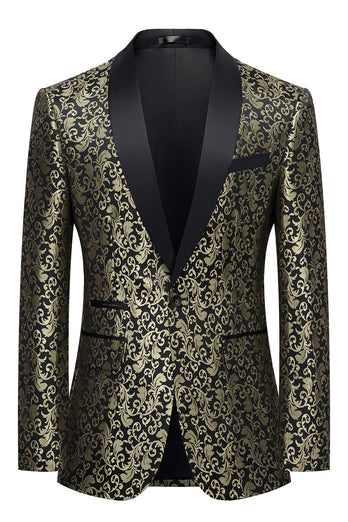 Goldener Jacquard Schal Revers Herren Blazer